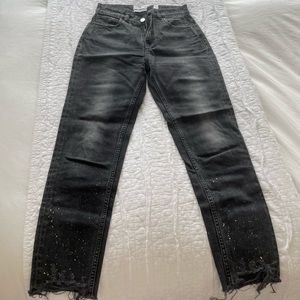 Iro Black Straight-Leg Pants with Paint Splatters